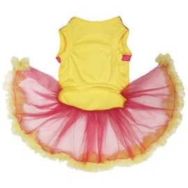 Petitebelle Bunny Nose Puppy Dog Dress (Yellow/Red, Small)