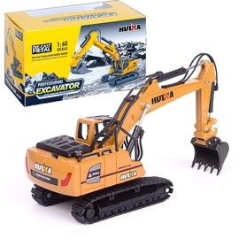 Gemini&Genius Excavator 1：60 Scale Die-cast Articulated Dump Truck Engineering Vehicle Construction Alloy Model Toys for Kids and Decoration for House (Brown)