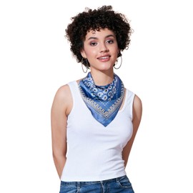 stylFRSH Silk Feeling HeadScarf for Women Lightweight Square Neckerchief for Men Breathable Printed Bag Scarves 21" Hair Tie