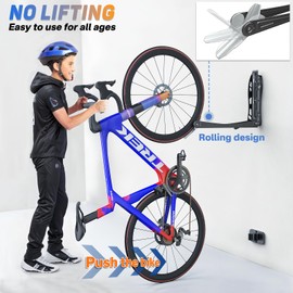 organizelink Bike Rack Garage, U-Shaped Receiver Rolling Design For Easy Loading, Space-Saving Foldable Swivel Garage Bike Rack Wall Mount, Bike Wall Mount Fits 18-28" Wheels, 1 Pack