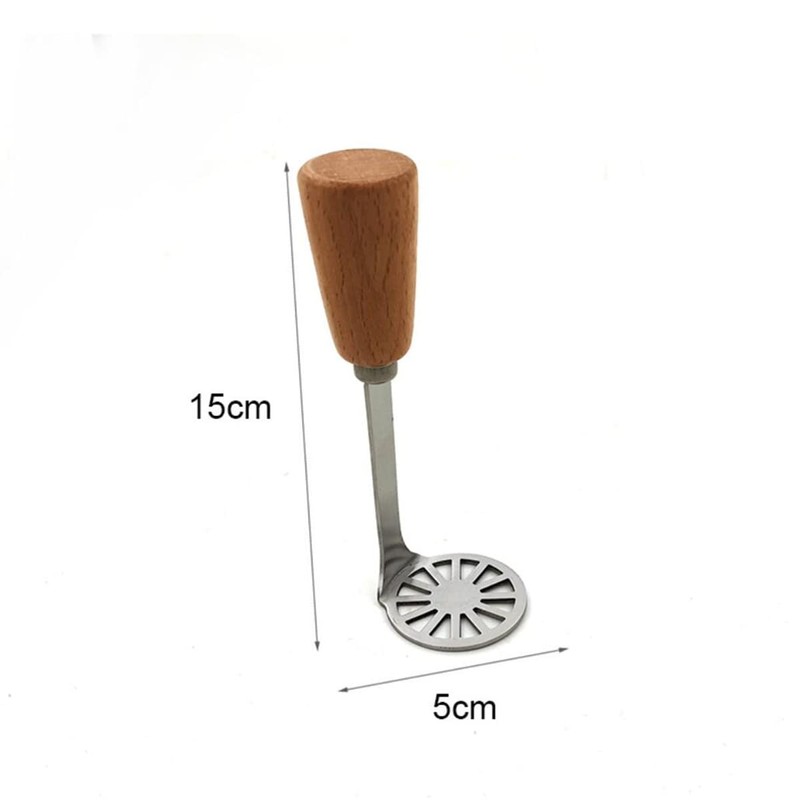 Mini Potato Masher with Wood Non Slip Handle,Stainless Steel Masher