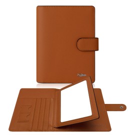 Passport Holder Women, Genuine Leather Passport Wallet RFID Blocking for Men and Women, Passport Cover with Snap Closure Fit for Immunization Record Card - (Brown