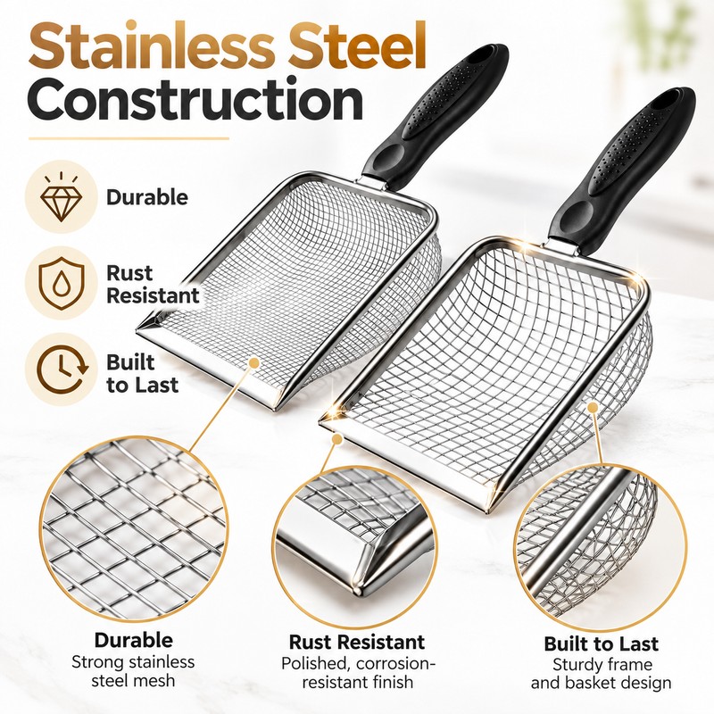 Stainless Steel Cat Litter Scoop Set for Easy Litter Box