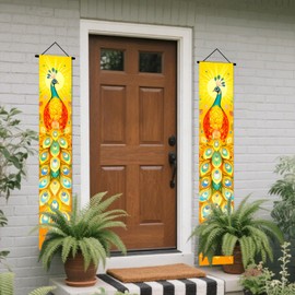 Peacock Outside Front Door Banners 12x71 Inches Polyester