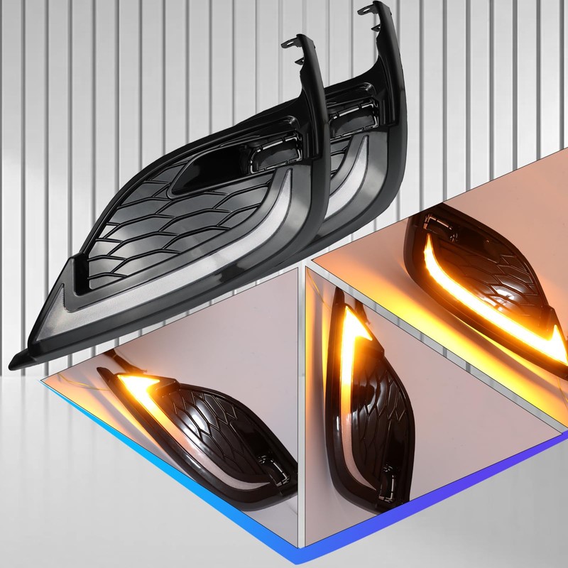 BINQIGOO LED Front Bumper Fog Light Switchback White Daytime Running