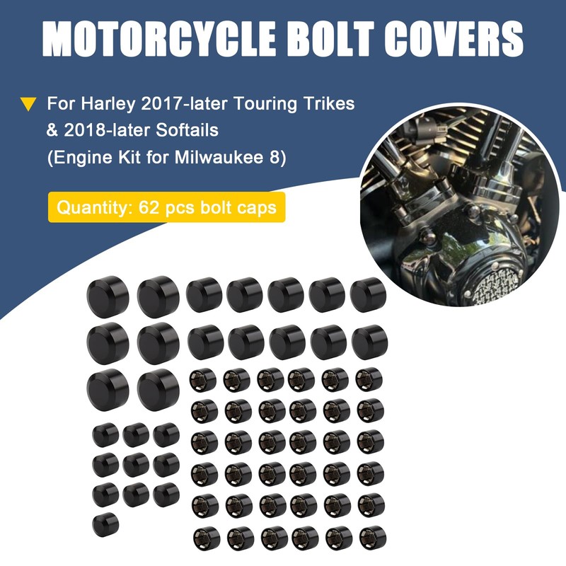 Motorcycle Bolt Covers Engine Bolt Head Toppers Caps Kit for