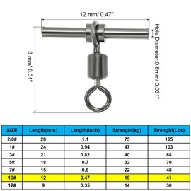 PATIKIL 41Lbs Fishing Swivels, 20 Pack 3-Way T-Shape Brass Swivels Sleeve Fishing Tackle High Strength Cross Line Swivels for Rigs Freshwater Saltwater (10#)