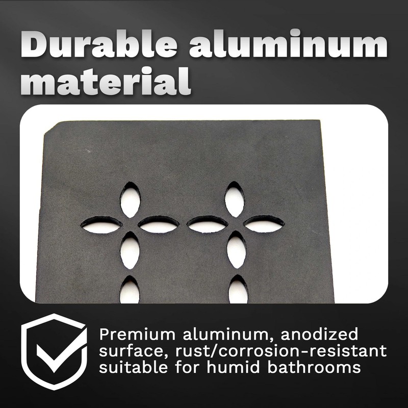 UKIAF 12 Inch Black Frosted Aluminum Material Shower Niche Shelf
