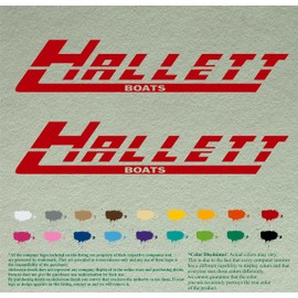 Pair of Hallett Boats Compatible Replacement Decals Vinyl Stickers Boat Outboard Motor Set of 2 (18", Red 031)