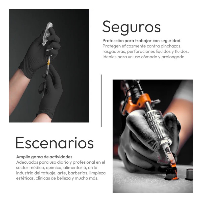 Guantes De Nitrilo Libre De Latex Sin Polvo Azul Negro