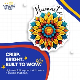 Namaste Stickers - Floral Mandala Decals - Yoga Inspired - 2 Pack - 5" Wide Design - Adheres to Laptops, Tumblers, and More - Made in The USA - AQS3427