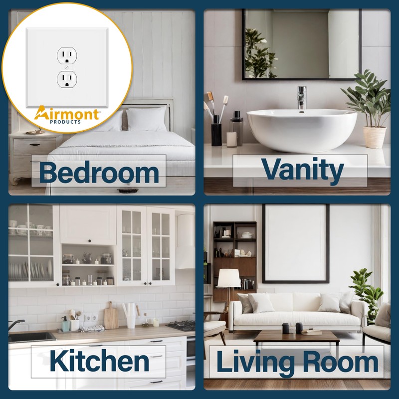 Oversized White Metal Outlet Covers, 2 Gang With Single Duplex