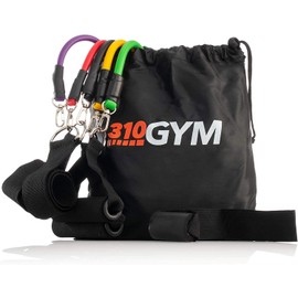 Resistance Band Set by 310 Nutrition - Fitness Resistant Bands with Handle and Carrying Bag - Great Exercise to Work Out Legs, Arms, Chest, and Shoulders