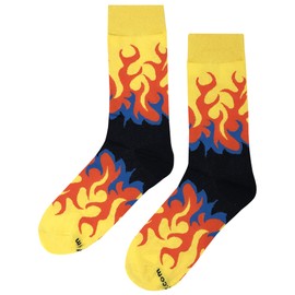 SockFly Hot Flame Dress Socks Funny Novelty Crazy Fun Design Men Size 8-12 Cotton Casual Crew Colorful Funky Fancy Socks Gift for Men