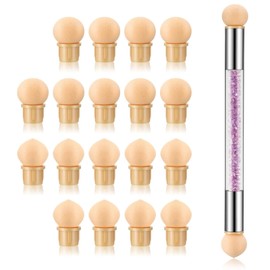 JCAKES 19 in 1 Set Nail Sponges for Ombre Rhinestone Pen Ombre Nail Brush Double-Head Ombre Brush for Gel Nails French Tip Manicure Brush Nail Art Tools with 18pcs Replacement Sponge Head