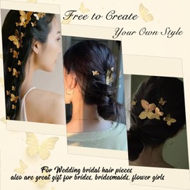 Butterfly Hair Pins Gold Butterfly Hair Clips Bridal Hair Pins Bride Wedding Clip Bridal Butterfly Accessories Hair Accessories for Women and Girls