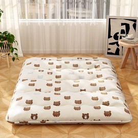 Giantex Japanese Floor Mattress, 4 Inch Futon Mattress w/Washable Cover & Storage Bag, Foldable Roll up Mattress Tatami Mat, Portable Sleeping Pad for Camping, Dormitory, Queen