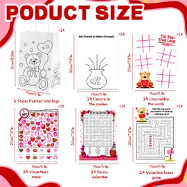 24 Set Valentine's Day Games Cards Valentine's Day Coloring Bags for Boys Girls Valentine's Day Party Game Activities Valentine Gifts Rewards Party Supplies