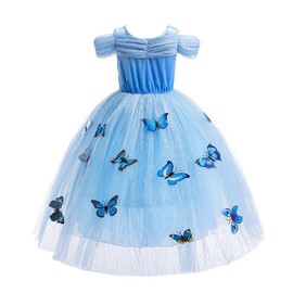 Lito Angels Cinderella Dress with Accessories for Children Girls Princess Cinderella Costume Fancy Dress Size 3-4 Years 98 104 cm Blue