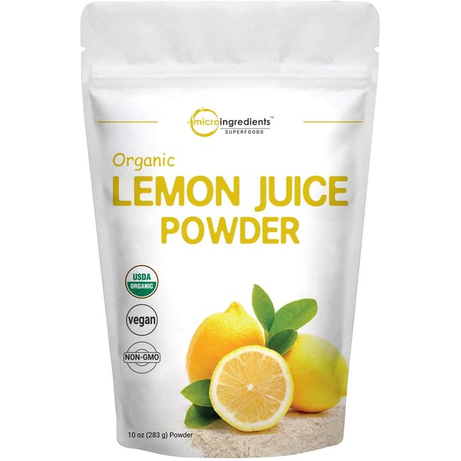 Micro Ingredients Organic Lemon Juice Powder, 10 Ounce, Rich in Natural Vitamin C (Immune Vitamins) for Immune System Booster, Lemon Juice Organic, Great Flavor for Drinks, Smoothie & Beverages, Vegan