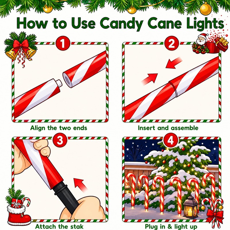 GLUUFLOWER 24 Pack Solar-Powered 28'' Christmas Candy Cane Lights, Waterproof