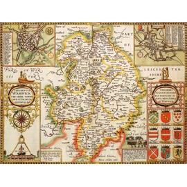 Map Marketing Warwickshire Historical Map 1000 Piece Puzzle (1610) - Free Print