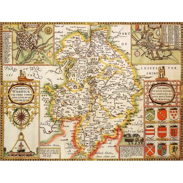Map Marketing Warwickshire Historical Map 1000 Piece Puzzle (1610) -
