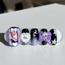 Favorite photo card✨Nail tips |Custom Nail - Coffin Egg / 최애 포토카드✨네일팁 | 커스텀 네일 - 코핀에그