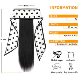 Qunlinta Ponytail Extension Hair Extensions Ponytail 20" Ponytail Extension Straight Clip in Ponytail Extension Synthetic Hair Pieces for Women Girls Black
