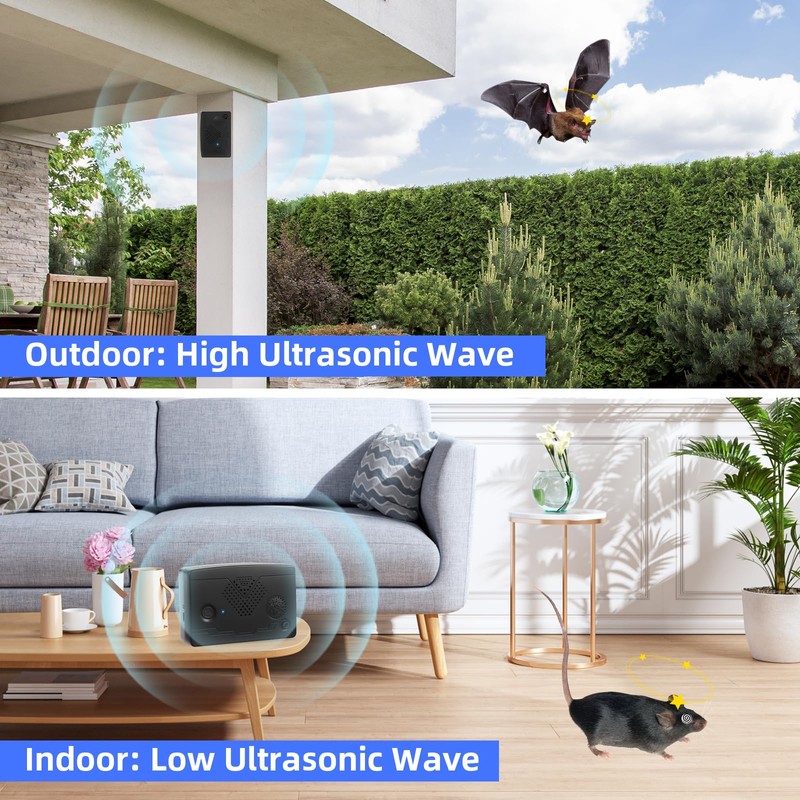 Bat Deterrent Devices,Bat Repellent for Attic,Rechargeable Bird Repellent,Porch & House