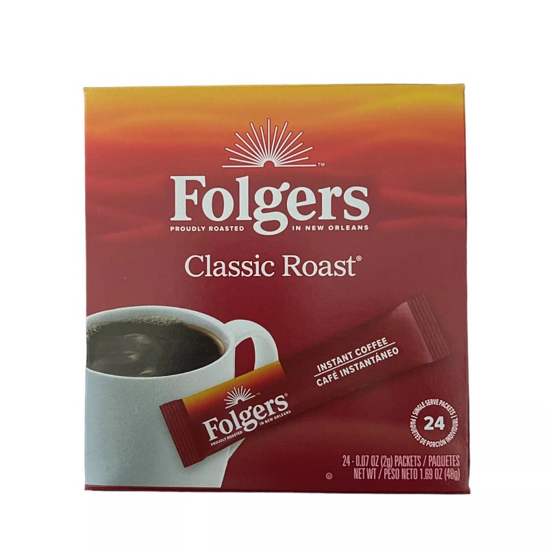 Folgers Classic Medium Roast Instant Coffee (24 Single Serve Packets/Box)