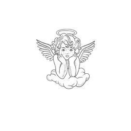 kobench Semi Permanent Tattoos,Thinking Angel Boy - K122 Design,Waterproof,Easy-to-Apply,Long Lasting 1-2 Weeks, Plant-Based,Angel Tattoos