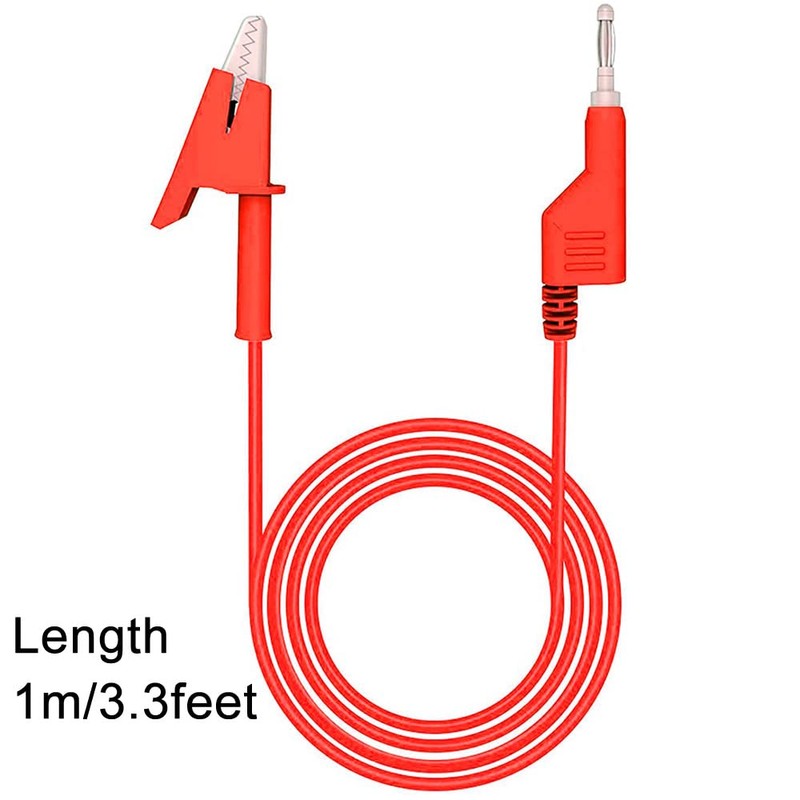 Greluma 2pcs Test Leads, 4mm Stackable Banana Plug to Crocodile