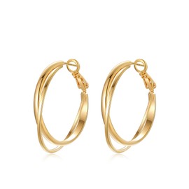 Colkiow Gold Double Hoop 925 Sterling Silver Posts Statement Earrings