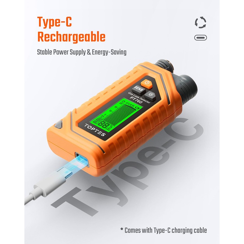 TopTes PT760 Rechargeable Natural Gas Detector, Gas Leak Detector with
