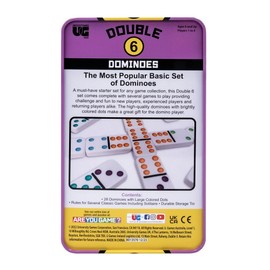 Front Porch Classics | Double 6 Travel Tin Domino Set from, for 1 to 4 Players Ages 6 and up