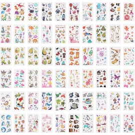 60 Hojas Tatuajes Falsos Temporales, Impermeables Tatuajes Temporales Niños Pegatinas, Dibujos Animados, Tatuajes Temporales Interesante, Regalo de Infantiles para Cumpleaños, Fiesta, Navidad, Halloween