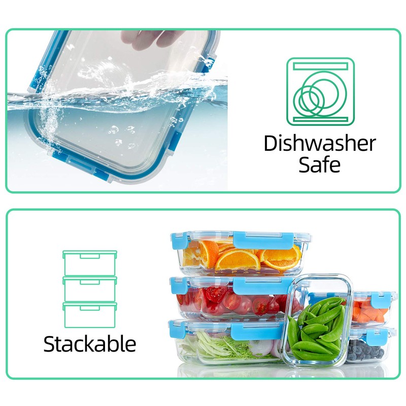 C CREST Glass Meal Prep Containers, [10 Pack] Glass Food