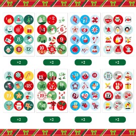 Christmas Advent Calendar Stickers, 16 Sheets/192pcs 1-24 Advent Calendar Stickers Christmas Number Sticker Countdown Label Stickers for Xmas Party Favors DIY Crafts Gift Decoration A8-SDDJST
