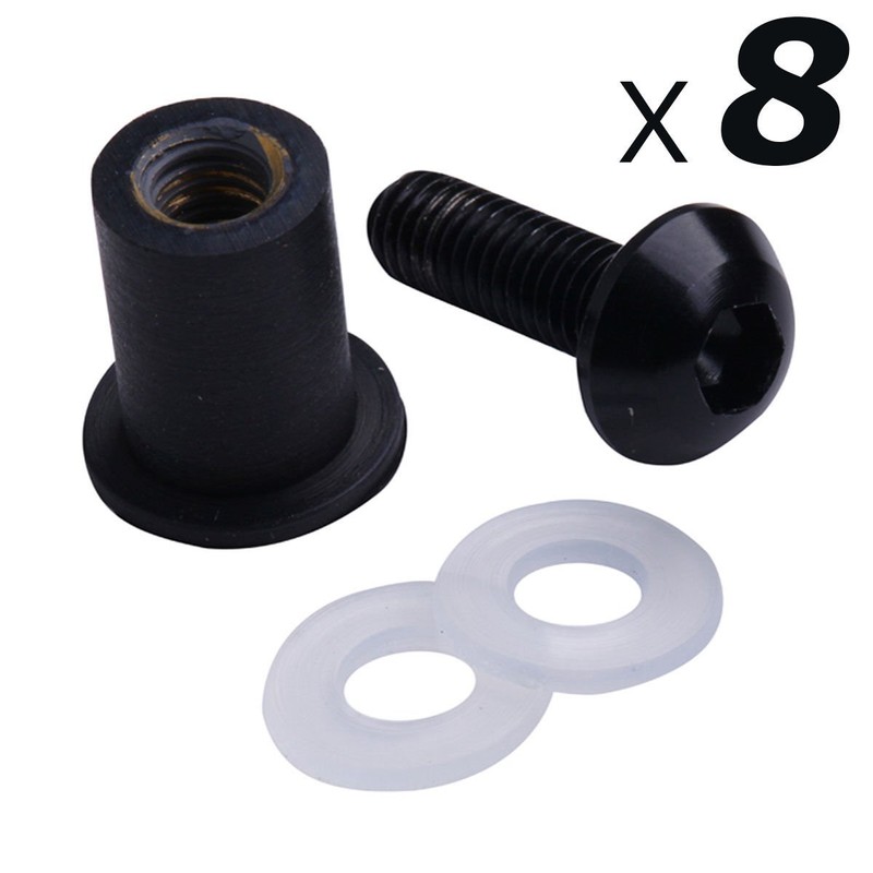 TCMT 8pcs Black Universal Windscreen Screws Kits M5 5mm Bolts