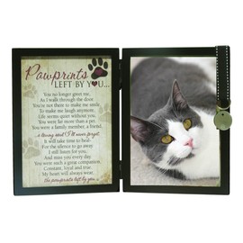 Pawprints Left By You Memorial 5x7 Frame for Cat with Pet Tag - Thoughtful Cat Memorial Gift