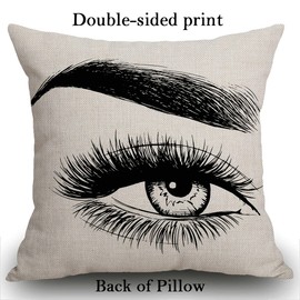 Smooffly Cushion Cover Black Eyelash Beautiful Woman Eye White Brow Eyebrow Decorative Throw Pillow Cover Pillowcase 18 x 18 Inch Square Pillow Case 45 x 45 cm