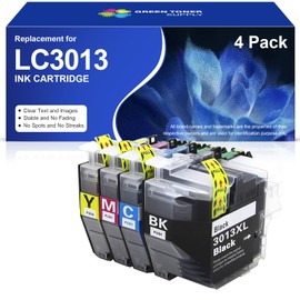 Green Toner Supply LC3013 Ink Cartridges Compatible for Brother LC3013 LC3011 LC3013XL Ink Cartridge (BK/C/M/Y 4-Color-Set) Work for Brother MFC-J491DW MFC-J690DW MFC-J895DW MFC-J497DW Printer