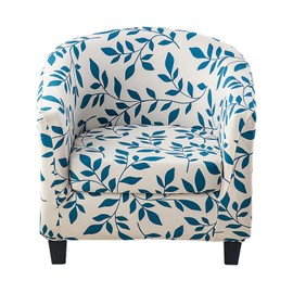 GOSTADY Club Chair Slipcover 2 Piece Printed Tub Chair Slipcover Soft Stretch Printed Round Barrel Chair Covers Armchair Covers Furniture Protector for Living Room Hotel Counter Cafe,A01