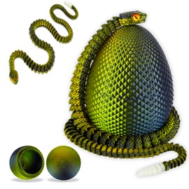 3D Printed Snake Eggs with Snake Inside，Crystal Snake Fidget Toys，Articulated 3D Snake with 3D Snake Eggs Black Gold