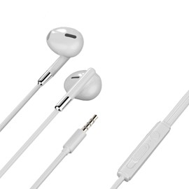 Akkerds Earphones, Wired Earphones, 0.1 inch (3.5 mm) Jack, Volume Adjustment, Microphone Included, Call Capable, High Resolution Clear Calls, Volume Control, White