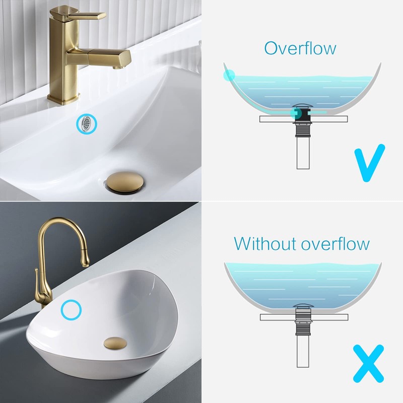 KAIYING Pop Up Drain, Bathroom Sink Drain Stopper with Overflow,