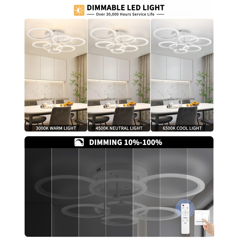 SEABLE Modern LED Ceiling Light Dimmable Ceiling Light Fixtures with