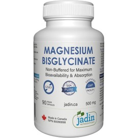 Magnesium Bisglycinate 500 mg – Pure – No Fillers – Non Buffered – 90 Vegetable Capsules