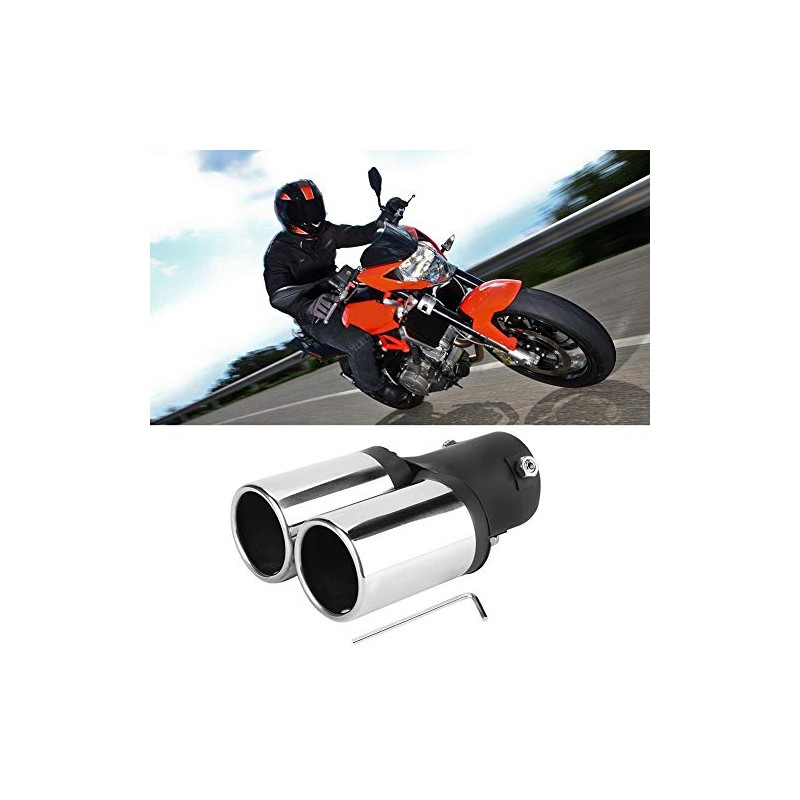 Car modified double exhaust rear pipe, stainless steel universal silencer,